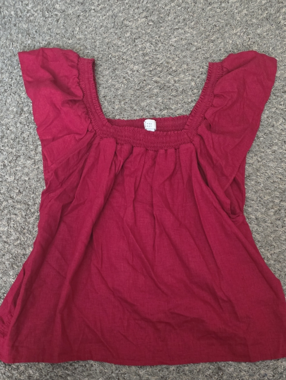 A NEW DAY Women's Red Square-Neck Flutter Sleeve Top